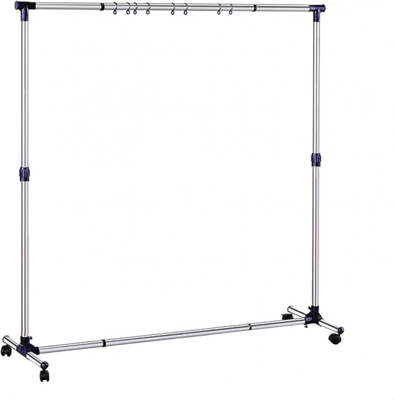 Garderobenständer Kleiderständer Rollgarderobe Edelstahl auf Rollen 143 x 44 x 165 cm ausziehbar – 3