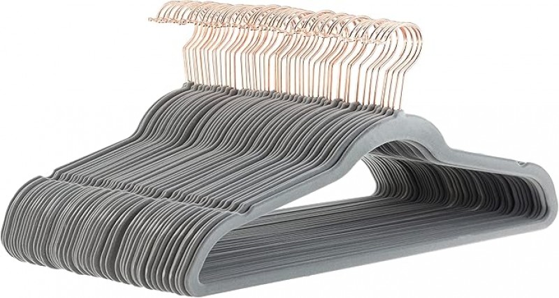 Kleiderbügel für Anzüge Samt schmal rutschfest Grau 50er-Pack