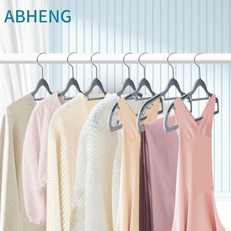 Kleiderbügel 50 Stück rutschfest aus Kunststoff platzsparend 360° drehbarer Haken Dicke 0,5 cm 42 cm – 3