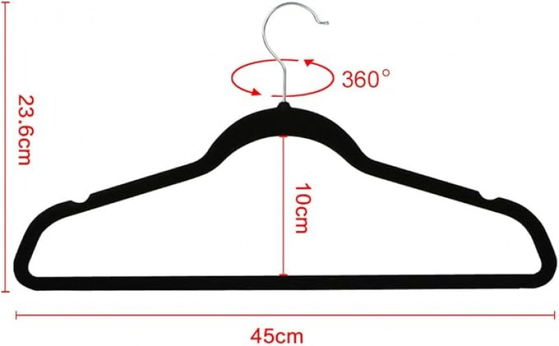 Kleiderbügel schwarz aus Samt Anzugbügel 50 Stück Schwarz 40 cm – 2