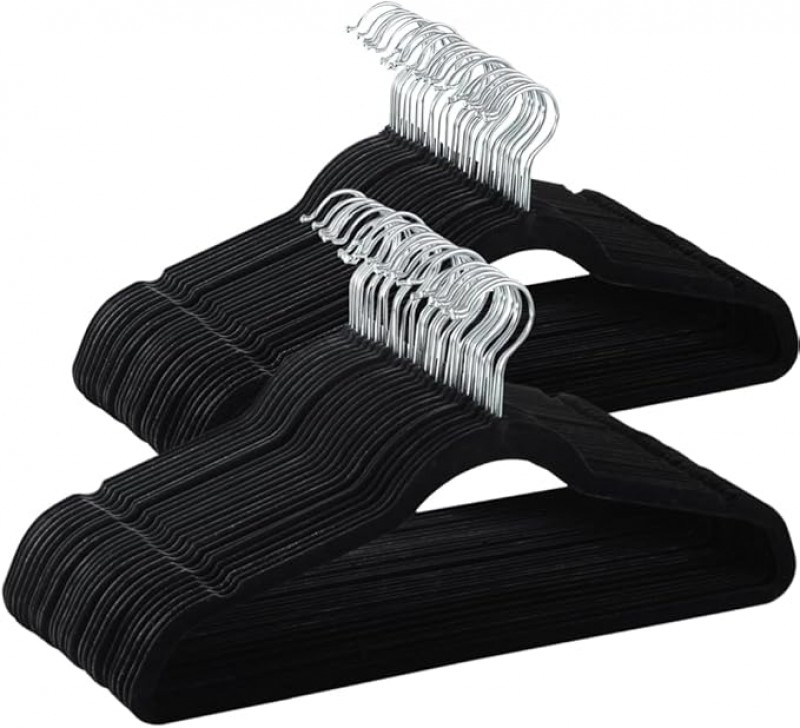 Kleiderbügel schwarz aus Samt Anzugbügel 50 Stück Schwarz 40 cm