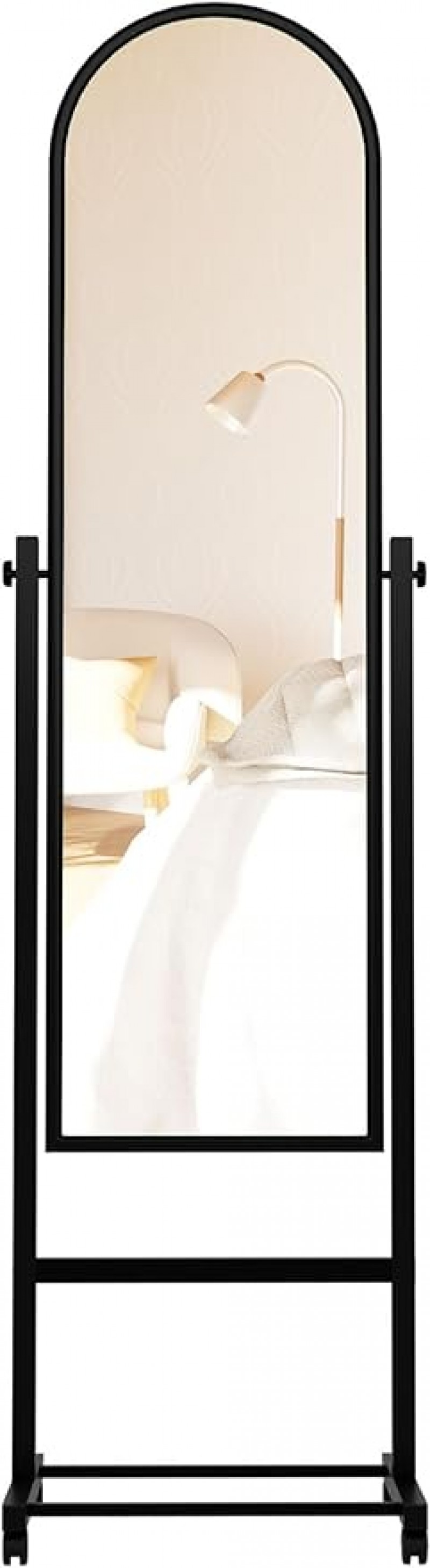 Standspiegel mit Rollen Spiegel Ganzkörperspiegel Empfangsspiegel 151 x 39 Metallrahmen neigbar 360 – 4