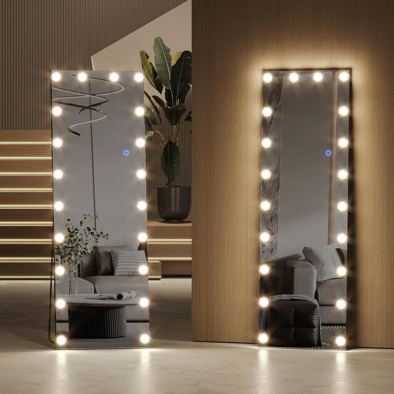 Wandspiegel beleuchtet Ganzkörperspiegel mit LED 155 x 50 cm Standspiegel mit Beleuchtung – Thumbnail 7