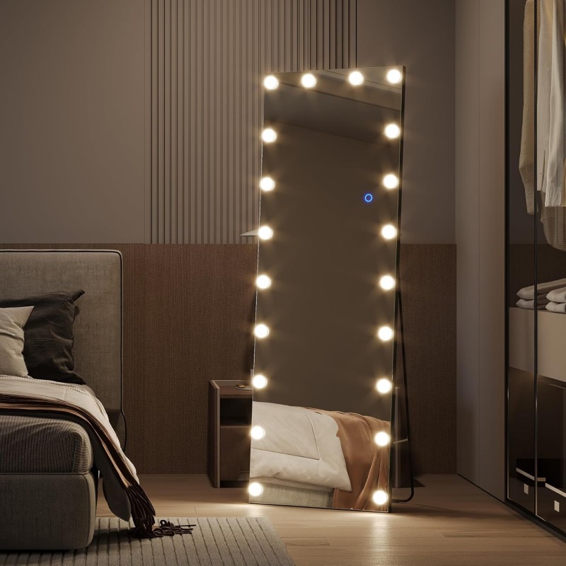 Wandspiegel beleuchtet Ganzkörperspiegel mit LED 155 x 50 cm Standspiegel mit Beleuchtung – Thumbnail 8