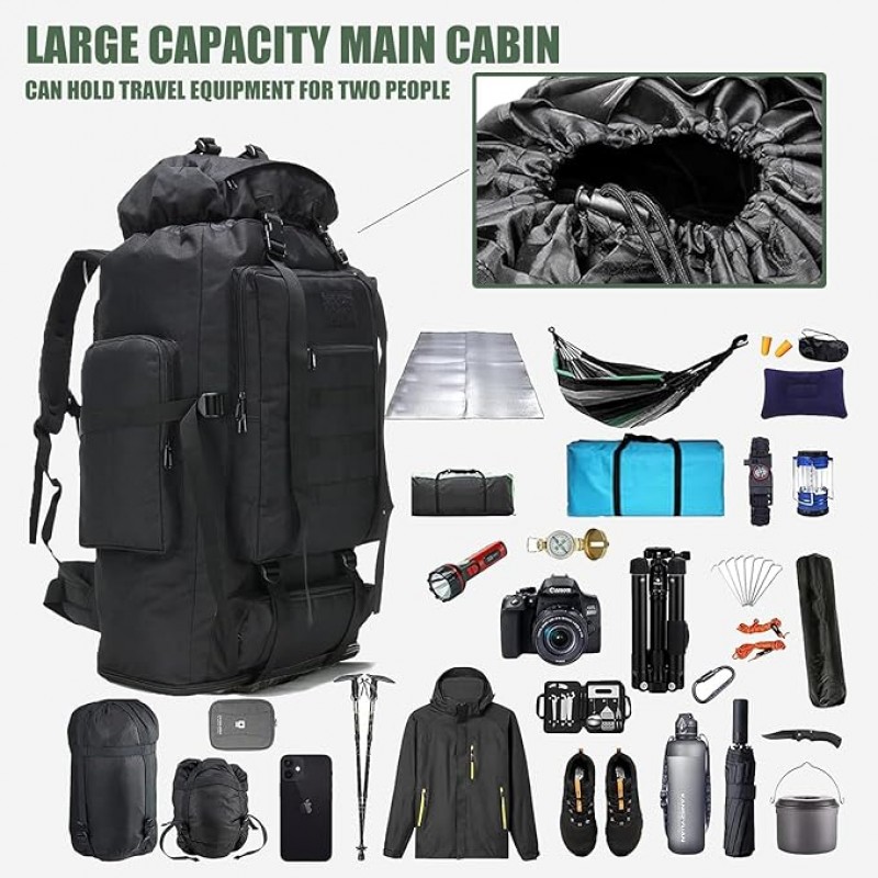 Wanderrucksack Rucksack wasserdicht 80 + 20 L Survival Rucksack Trekkingrucksack Reiserucksack