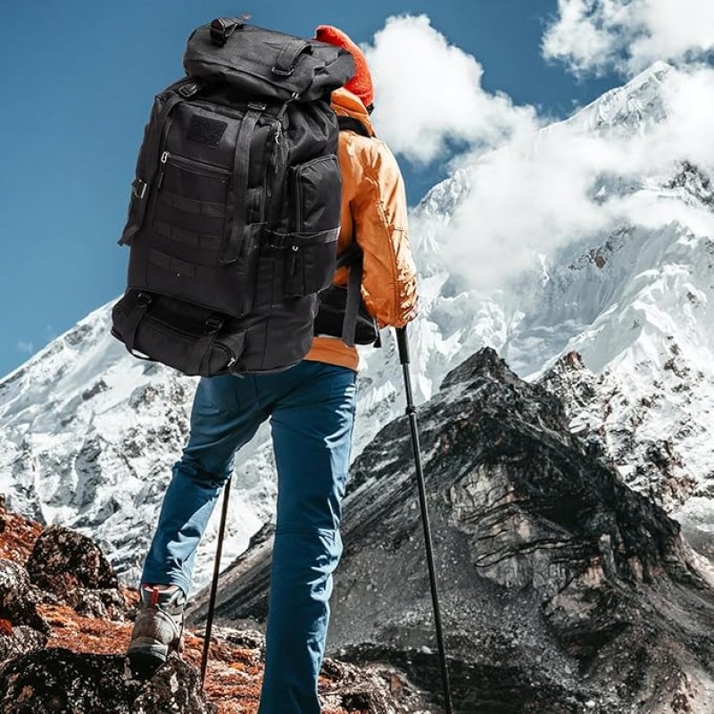 Wanderrucksack Rucksack wasserdicht 80 + 20 L Survival Rucksack Trekkingrucksack Reiserucksack – Thumbnail 6