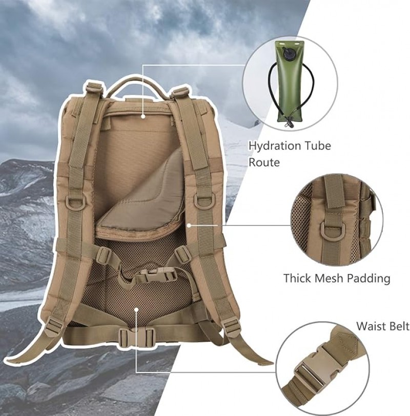 Trekkingrucksack 40 L Militärischer Taktischer Rucksack US Cooper Rucksack Army Assault Pack 3-Tage  – 5