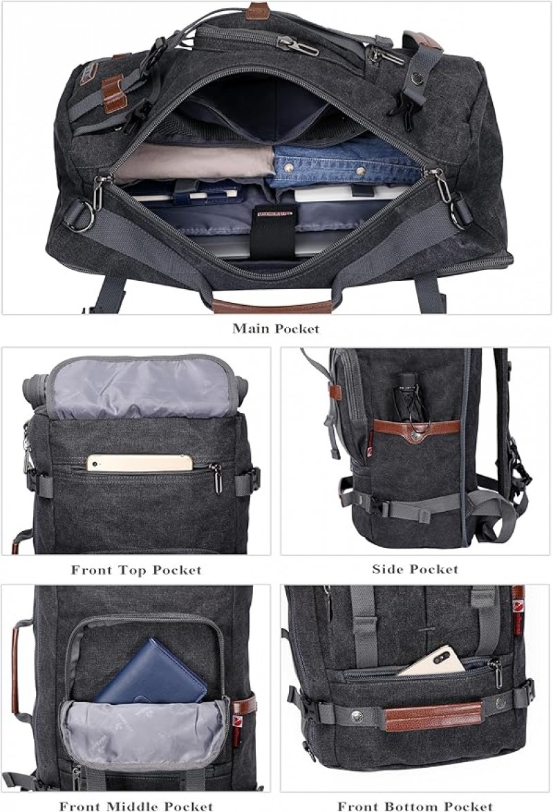 Reisetasche Rucksack Jagdrucksack Campingrucksack Laptop Reiserucksack Convertible 17 Zoll schwarz – 3