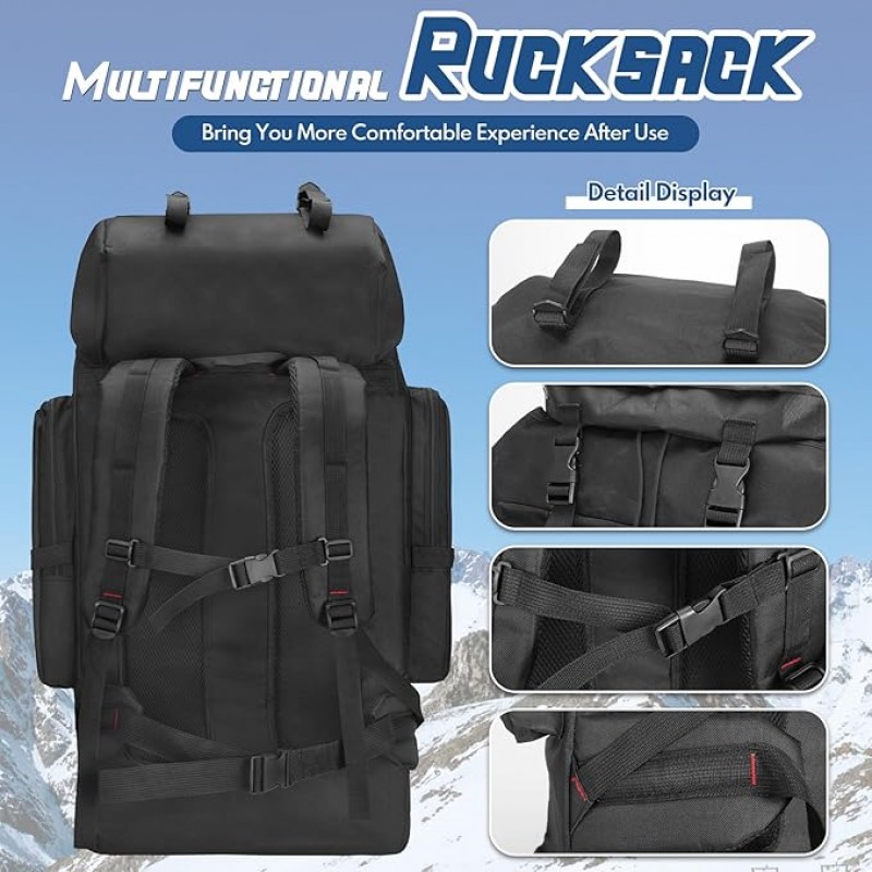 Campingrucksack 130 L Wanderrucksack Reiserucksack gr Trekkingrucksack mit Reflektorstreifen Outdoor – Thumbnail 6