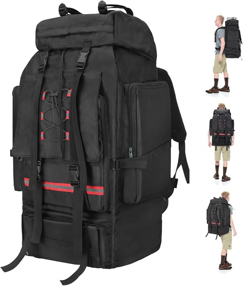 Campingrucksack 130 L Wanderrucksack Reiserucksack gr Trekkingrucksack mit Reflektorstreifen Outdoor