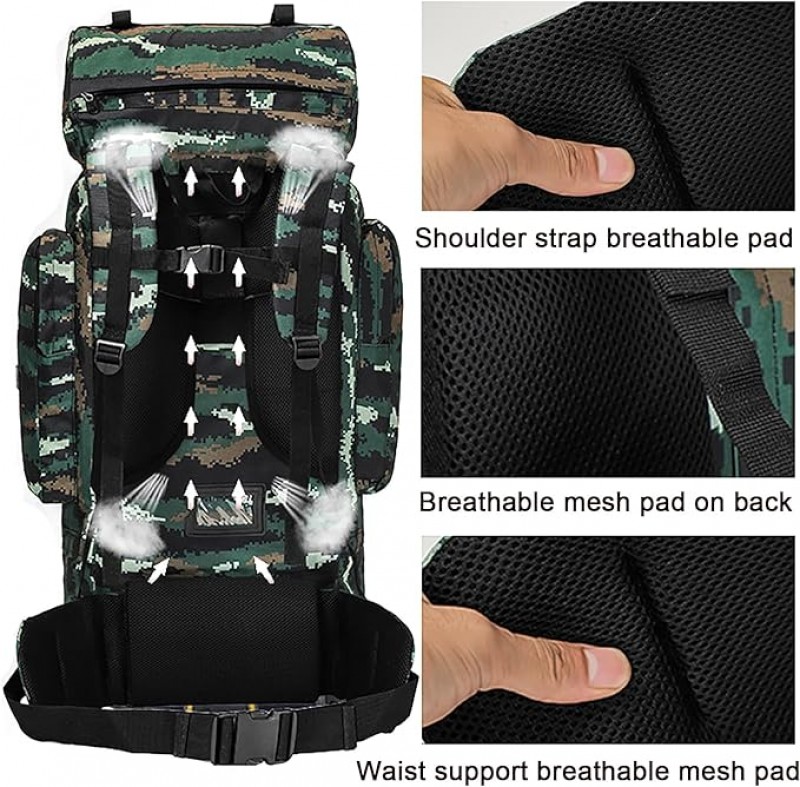 Bergsteigerrucksack 120 L mit extra großem Innenraum wasserdichter Militärrucksack mit Regenschutz – 3