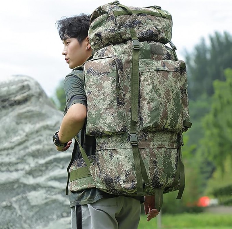 Bergsteigerrucksack 120 L mit extra großem Innenraum wasserdichter Militärrucksack mit Regenschutz – Thumbnail 7