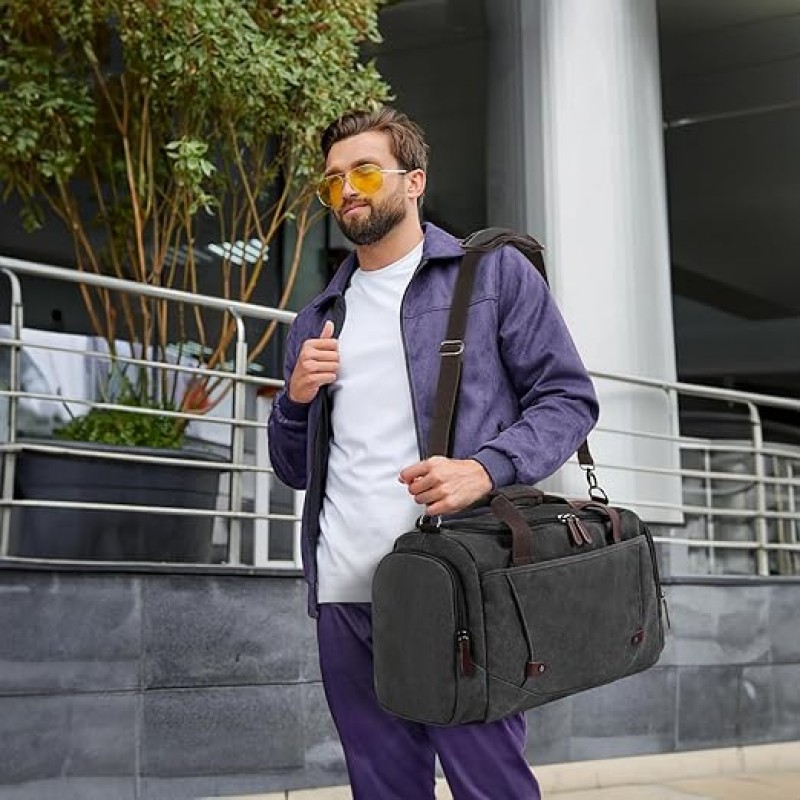 Reisetasche 38 l Vintage große Kapazität Wochenendtasche Retro-Canvas für Reisen Camping Sport – 3