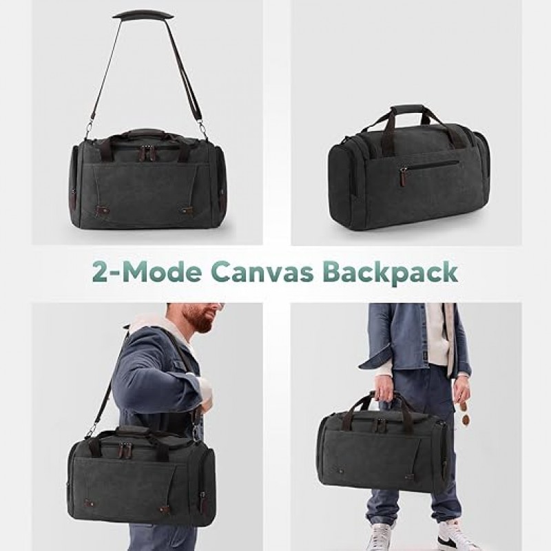 Reisetasche 38 l Vintage große Kapazität Wochenendtasche Retro-Canvas für Reisen Camping Sport – 5