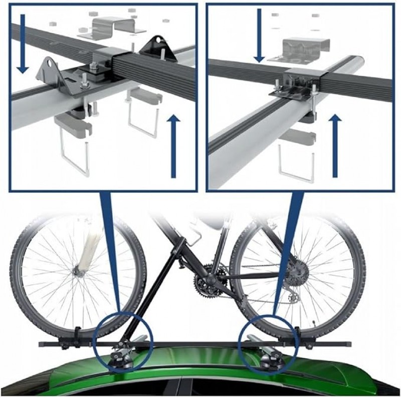 2 Stück Fahrradträger Dachträger Profilschiene Relingträger Halter abschließbar Grundträger XXL – 4