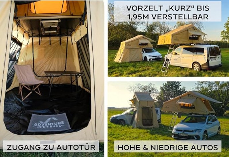 Autodachzelt mit Matratze 60 mm 10 mm 3D Mesh Teleskopleiter für Autos mit Markise – Thumbnail 6