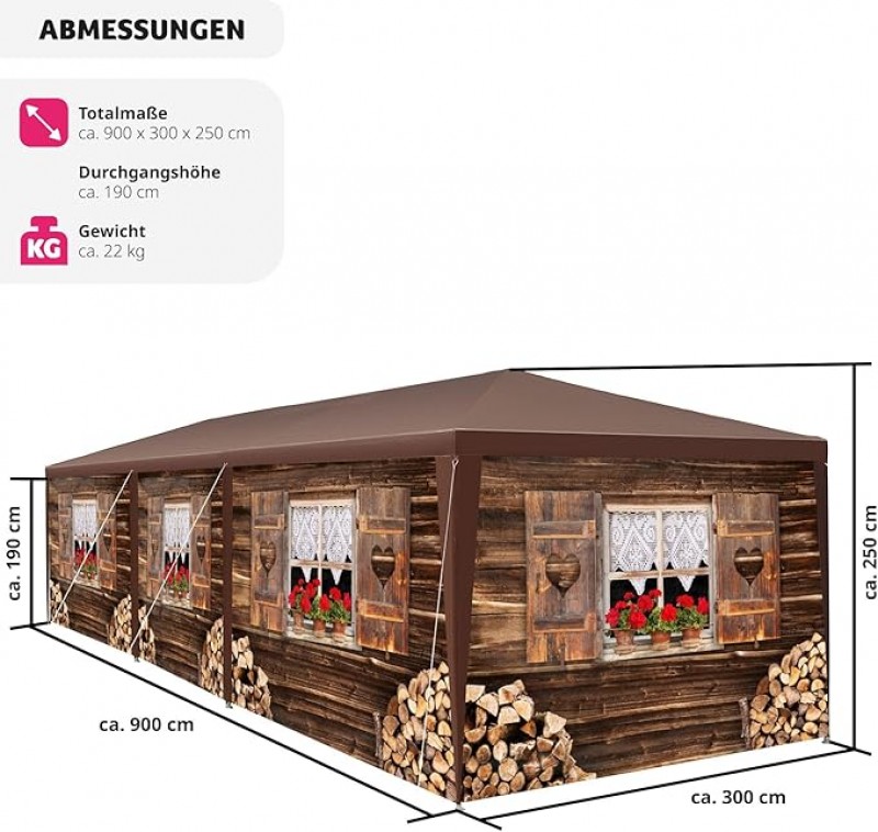 Festivalpavillon Zelt Almhütte Verkaufsstand Partyzelt 3D-Design mit 6 Seitenteilen Terrasse Event-U – 3