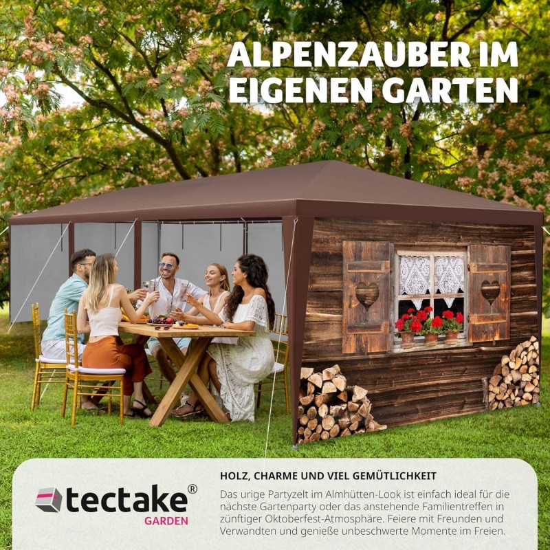 Festivalpavillon Zelt Almhütte Verkaufsstand Partyzelt 3D-Design mit 6 Seitenteilen Terrasse Event-U – Thumbnail 7