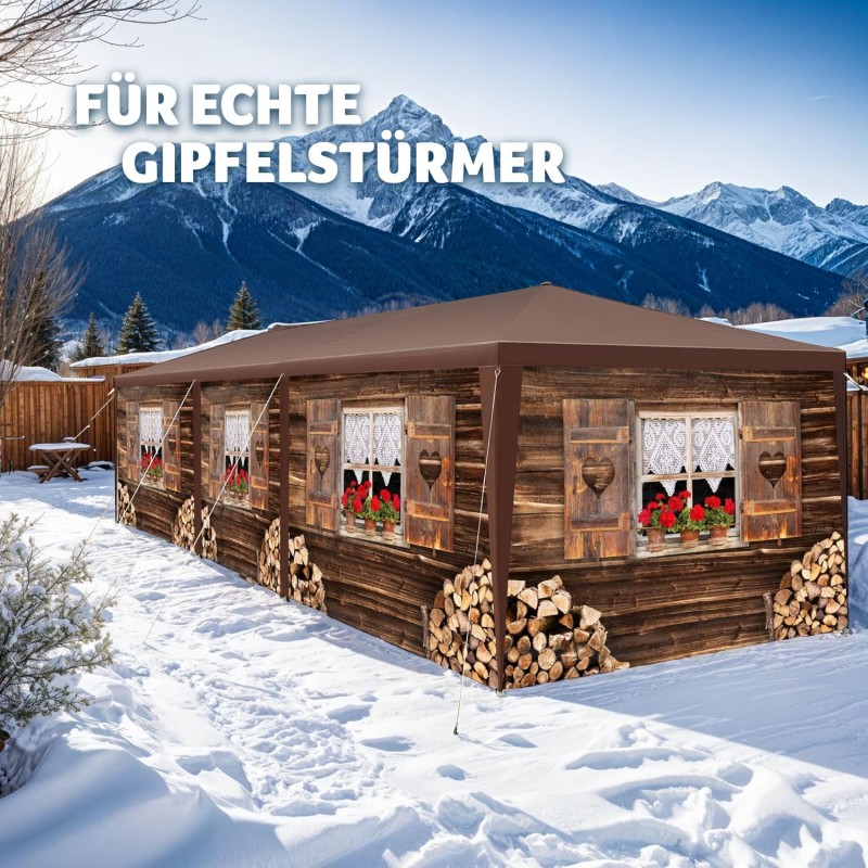 Festivalpavillon Zelt Almhütte Verkaufsstand Partyzelt 3D-Design mit 6 Seitenteilen Terrasse Event-U – Thumbnail 8