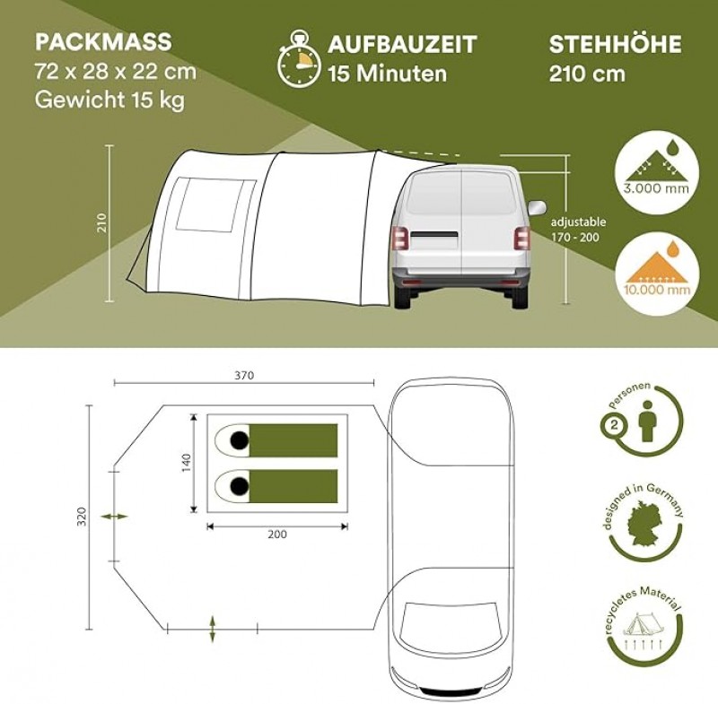 Busvorzelt Buszelt Bullizelt Minivanzelt Vorzelt Urlaub Campingzelt Winterzelt Camper Tramp – 3