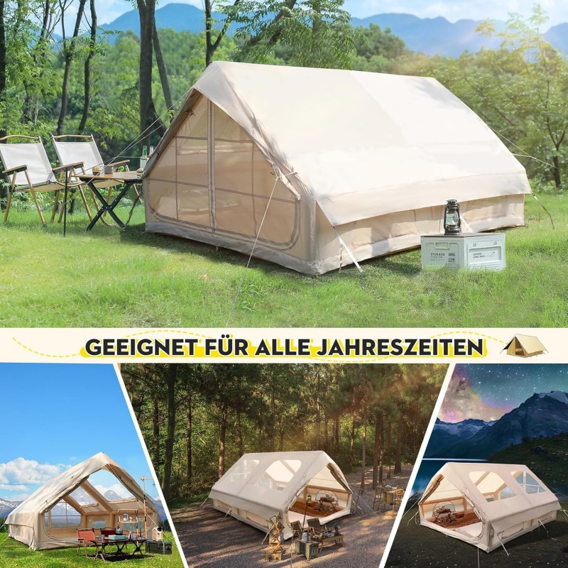 Aufblasbares Campingzelt Zelt 400 x 300 x 210 cm mit großem PVC-Dachfenster 4–10 Personen Outdoor – Thumbnail 7