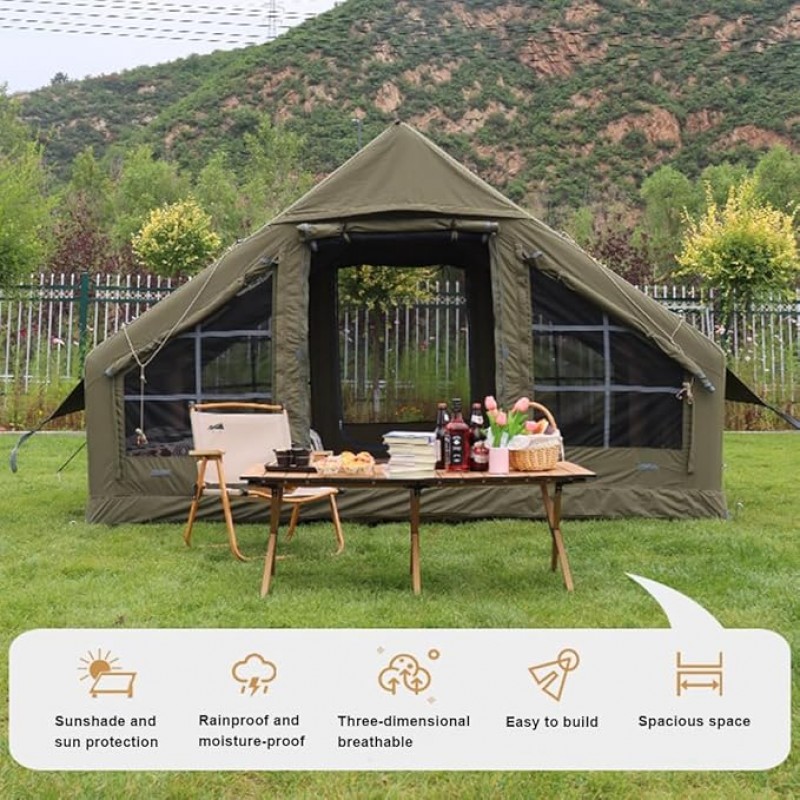 Sportzelt aufblasbares Zelt Campingzelt wasserdichtes Hauszelt Stehhöhenhaus Luxus-Wohnzelt Camping – 5