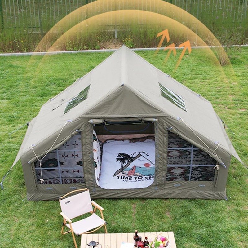 Sportzelt aufblasbares Zelt Campingzelt wasserdichtes Hauszelt Stehhöhenhaus Luxus-Wohnzelt Camping – Thumbnail 7