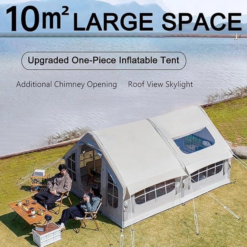Zelt aufblasbar Glampingzelt aufblasbares Zelt 385 x 260 x 200 cm Campingzelt Ofenloch &amp; Luftpumpe – 3