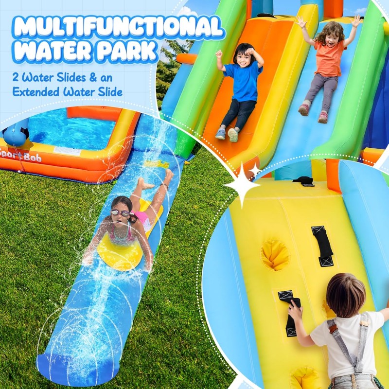 Hüpfburg mit Wasserrutsche Wasserpark 377 x 364 x 215 Gebläse Kinder-Hüpfburg mit erweiterter Splash – Thumbnail 6