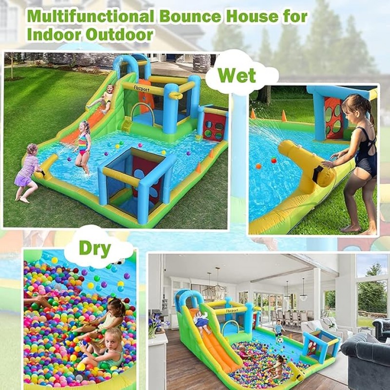 Hüpfburg mit Rutsche Outdoor mit Gebläse 480 x 370 x 210 cm Hüpfburgen Wasserpark – 3