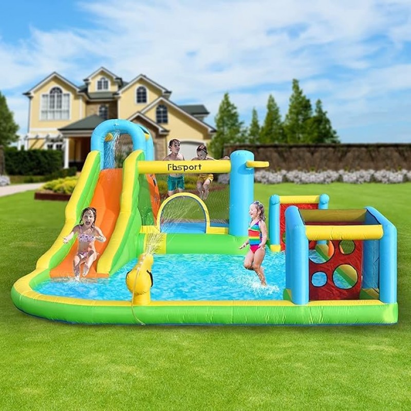 Hüpfburg mit Rutsche Outdoor mit Gebläse 480 x 370 x 210 cm Hüpfburgen Wasserpark – 4