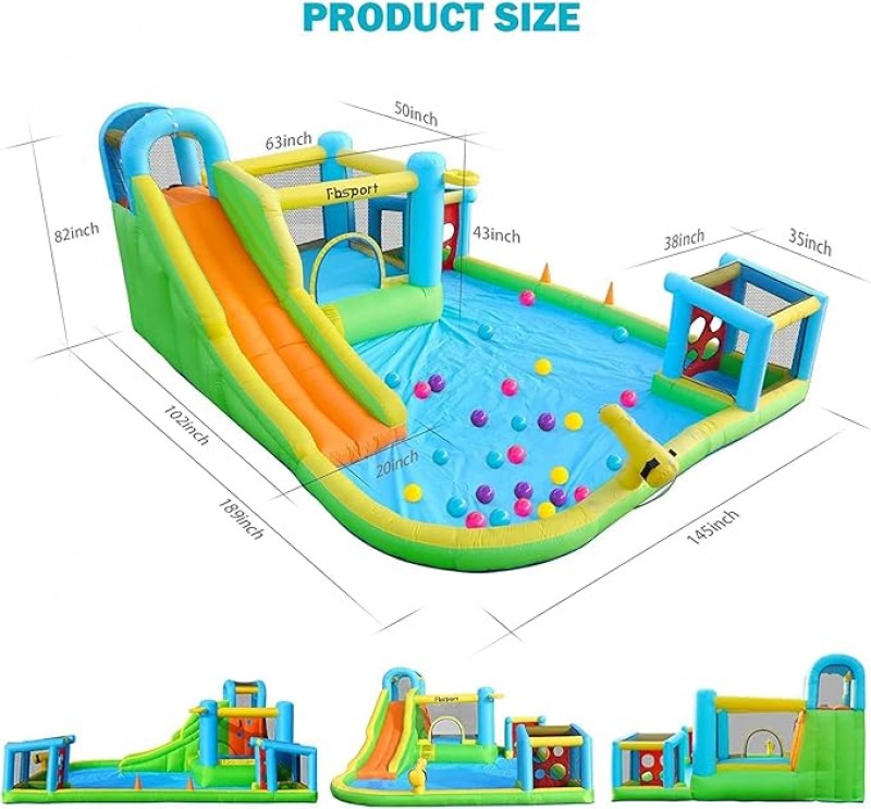 Hüpfburg mit Rutsche Outdoor mit Gebläse 480 x 370 x 210 cm Hüpfburgen Wasserpark – 5
