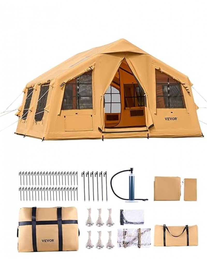 Glampingzelt aufblasbar aufblasbares Zelt für Camping 8-12 Personen mit Handpumpe 4,8 x 3,6 x 2,2 m  – 2