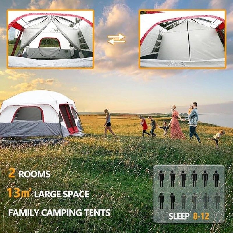 Zelt Campingzelt Festivalzelt Großzelt wasserdicht winddicht mit Stehhöhe Familienzelt 4 Personen – 3