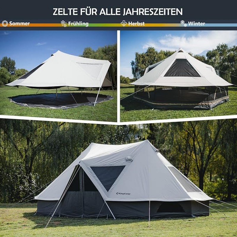 Glockenzelt Campingzelt Glampingzelt Festivalzelt 970 x 520 x 350 für 6-12 Personen reine Baumwolle  – 4