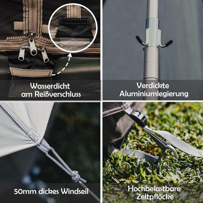 Glockenzelt Campingzelt Glampingzelt Festivalzelt 970 x 520 x 350 für 6-12 Personen reine Baumwolle  – Thumbnail 6