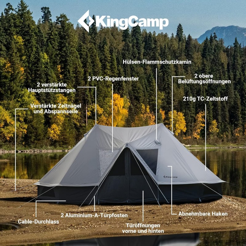 Glockenzelt Campingzelt Glampingzelt Festivalzelt 970 x 520 x 350 für 6-12 Personen reine Baumwolle  – Thumbnail 7