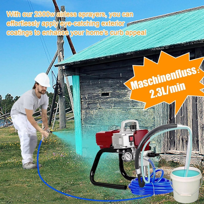 Spritzpistole Airless-Hochdrucksprühgerät Wandfarbsprühgerät Spitzgerät Sprühgerät 2300 W  – Thumbnail 6