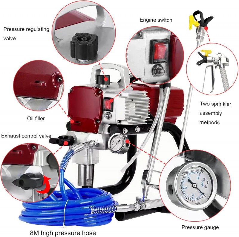 Spritzpistole Airless-Hochdrucksprühgerät Wandfarbsprühgerät Spitzgerät Sprühgerät 2300 W  – Thumbnail 7