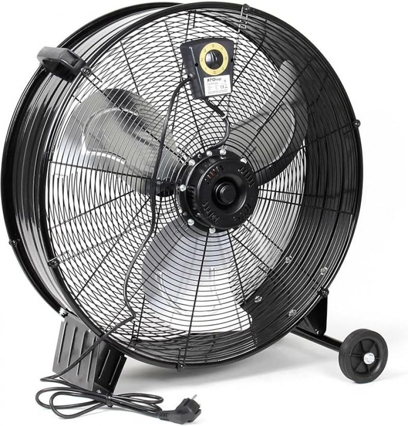 Trommelventilator Standventilator Windmaschine 60 cm 180 W mit Kabel und Rollen 3 Geschwindigkeiten – 4