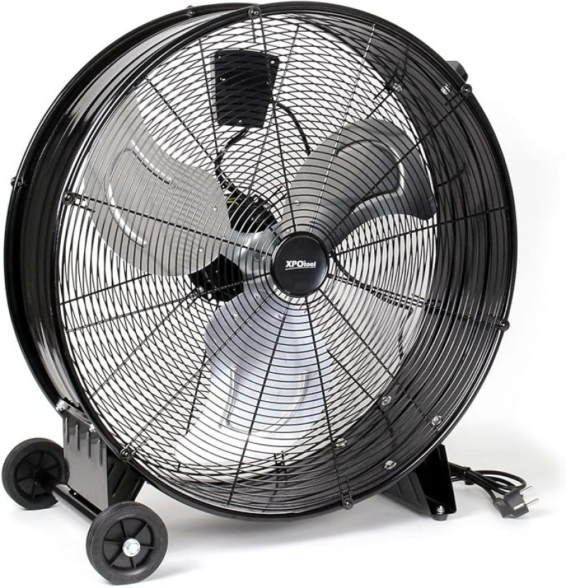 Trommelventilator Standventilator Windmaschine 60 cm 180 W mit Kabel und Rollen 3 Geschwindigkeiten