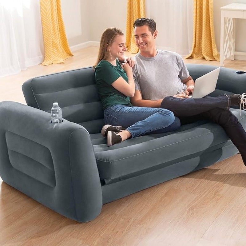 Schlafsofa aufblasbar Gästebett Strandbett Campingbett Campingcouch 2-Sitzer Vinyl 203 x 224 x 66 cm – 3