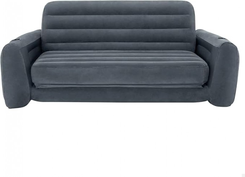 Schlafsofa aufblasbar Gästebett Strandbett Campingbett Campingcouch 2-Sitzer Vinyl 203 x 224 x 66 cm – Thumbnail 6