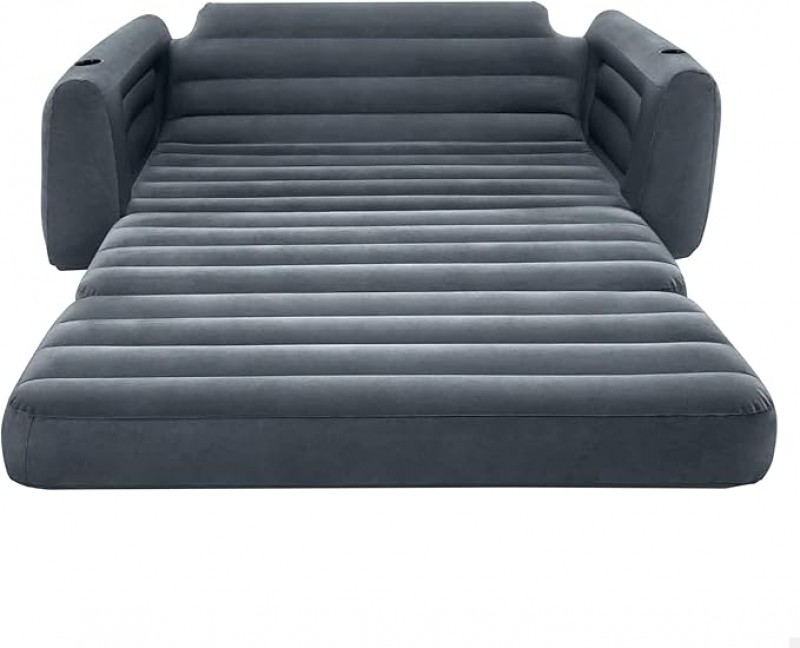 Schlafsofa aufblasbar Gästebett Strandbett Campingbett Campingcouch 2-Sitzer Vinyl 203 x 224 x 66 cm – Thumbnail 7
