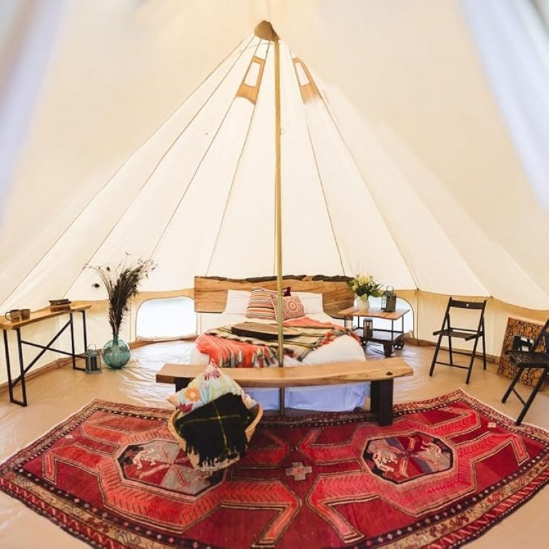 Glockenzelt 5 m Jurte Luxus Glamping Familien-Camping Baumwoll-Canvas im Freien wasserdicht – 2