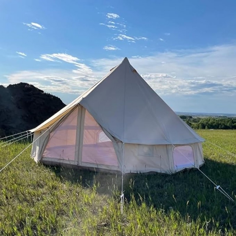 Glockenzelt 5 m Jurte Luxus Glamping Familien-Camping Baumwoll-Canvas im Freien wasserdicht – 3