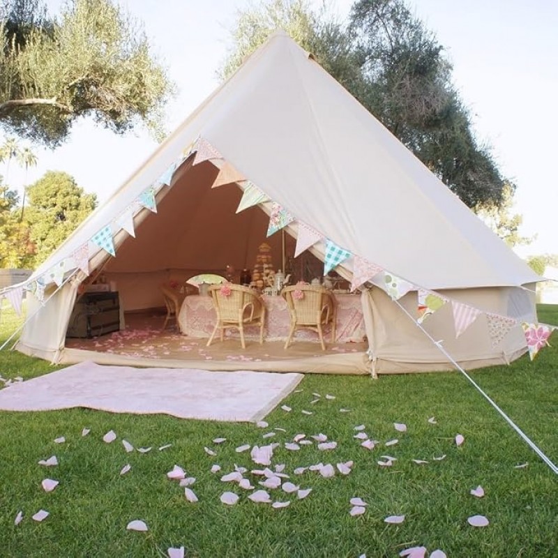 Glockenzelt 5 m Jurte Luxus Glamping Familien-Camping Baumwoll-Canvas im Freien wasserdicht – 4