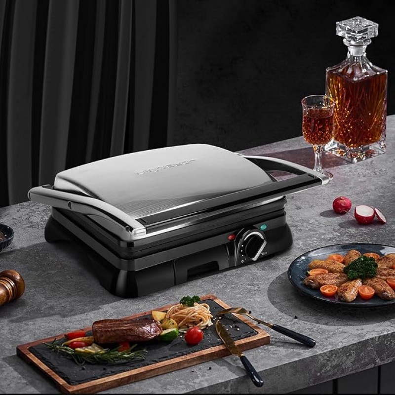 Panini-Grill Sandwichmaker Kontaktgrill 2000 Watt Edelstahl Antihaftbeschichtung Öffnung 180 Grad – 2