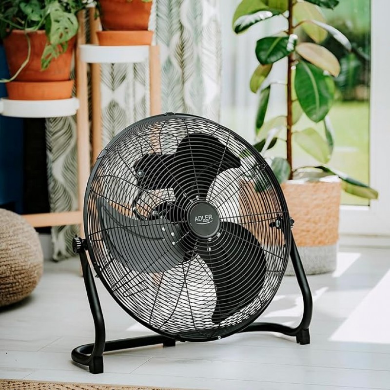 Ventilator Standventilator Windmaschine 45 cm 200 W Chrom 3 Geschwindigkeiten Aluminiumflügel leise 