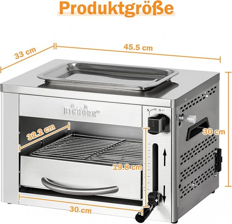 Steakgrill Infrarot tragbarer Gasgrill 870°C perfekt für Steak Picknick BBQ 33 x 45 x 30 cm – 4